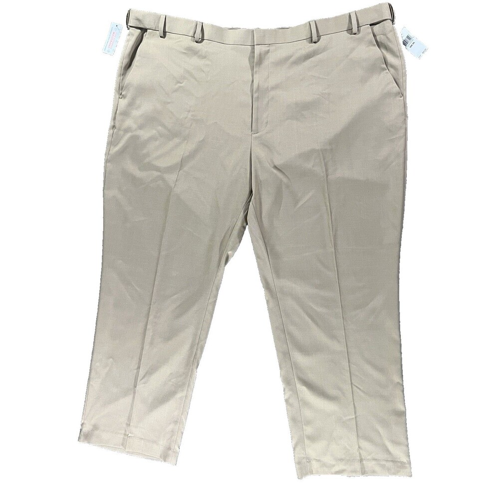 Van Heusen Mens Traveler Stretch Premium Beige Flex Waistband Pants 50x30 NWT